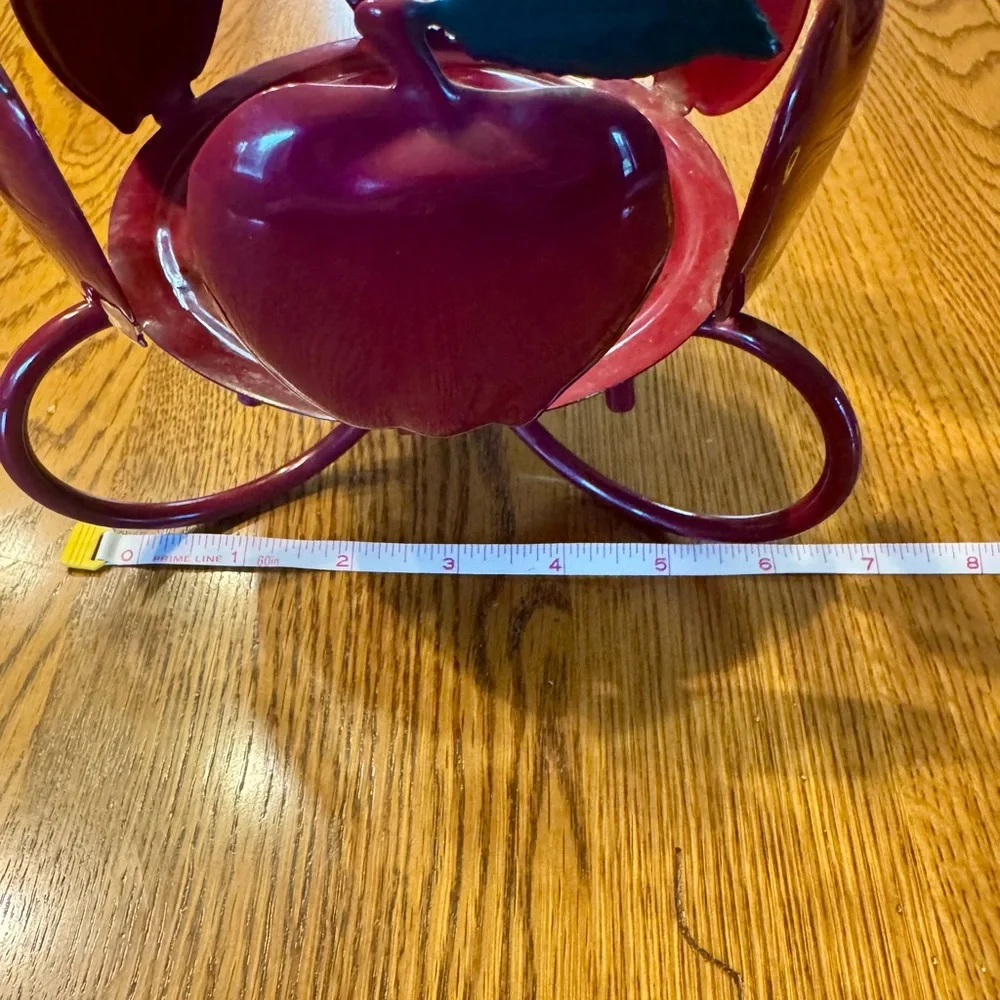 Home Interiors Vintage Red Metal Apple Candle Holder Country Core Farmhouse